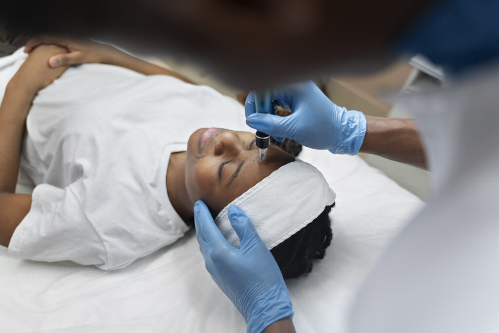 person getting micro needling beauty treatment